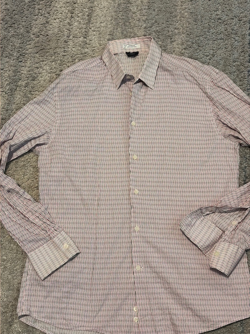 Versace Collection Trend Mens Button Front Shirt Size 16 41 Geometric Pink Black